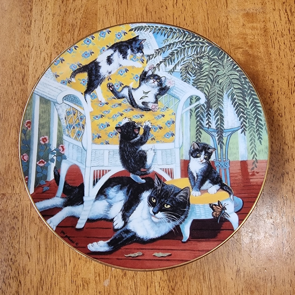 Hamilton 1988 Cat Plate "Just For The Fern Of It" Country Kitties